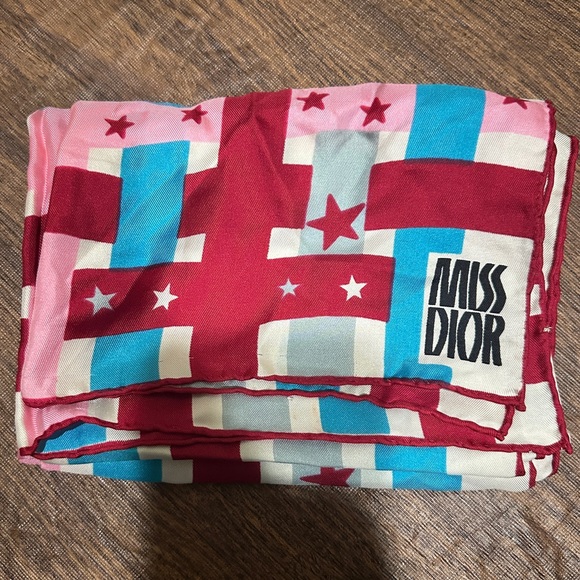 Dior Accessories - Vintage Miss Dior Multicolor Solk Scarf